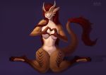  breasts dragon female fur furred_dragon gesture hair hand_heart horn lisyra maaia nude paws scales scalie smile solo tail_fluff 