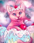  2015 ambiguous_gender blue_eyes digital_media_(artwork) domestic_cat felid feline felis feral fur goldendruid mammal open_mouth paws pink_body pink_fur solo teeth tongue whiskers 