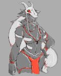  4:5 absurd_res anthro baphomet_(deity) baphomet_(species) big_breasts bodypaint bone bovid braided_hair breasts caprine caprine_demon clothed clothing deity demon female grey_background hair hand_on_hip hi_res horn humanoid jeffman24 jewelry loincloth looking_at_viewer mammal nabo_(bebebebebe) neck_tuft necklace red_eyes simple_background skull solo standing tuft 