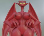  anthro big_breasts bodily_fluids breasts demon dragon female genitals horn humanoid lucia_(satina) mature_female model nighthia nipples nude pussy red_body satina_wants_a_glass_of_water small_waist solo sweat wide_hips wings yellow_eyes zbrush 