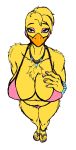  alternate_species anthro avian beak big_breasts bird blue_eyes bra bracelet breasts chicken cleavage clothed clothing colored_nails eyelashes eyeshadow feathers feet five_nights_at_freddy&#039;s five_nights_at_freddy&#039;s_2 footwear furrification galliform gallus_(genus) hair hand_on_breast hi_res humanoid_feet jewelry looking_at_viewer looking_up makeup nails necklace nipples non-mammal_breasts panties phasianid sandals solo starnina15 toy_chica_(fnaf) underwear video_games yellow_body 