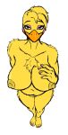  alternate_species anthro avian beak big_breasts bird blue_eyes breasts chicken colored_nails eyelashes eyeshadow feathers feet five_nights_at_freddy&#039;s five_nights_at_freddy&#039;s_2 furrification galliform gallus_(genus) hair hand_on_breast hi_res humanoid_feet looking_at_viewer looking_up makeup nails nipples non-mammal_breasts nude phasianid solo starnina15 toy_chica_(fnaf) video_games yellow_body 