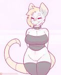 anthro blush chest_tuft clothing collar didelphid eyes_closed eyewear female genitals glasses hi_res legwear mammal marsupial niccy nicopossum no_underwear portrait pussy simple_background solo stockings thick_thighs thigh_highs three-quarter_portrait tongue tongue_out tube_top tuft virginia_opossum wide_hips 