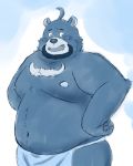  2020 4:5 anthro belly blush clothing hi_res kemono male mammal moobs nipples overweight overweight_male simple_background solo underwear ursid yaki_atsuage 