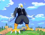  accipitrid accipitriform animal_crossing anthro apollo_(animal_crossing) arexualex avian bald_eagle bird canid canine canis clothed clothing eagle hi_res kyle_(animal_crossing) looming macro male mammal nintendo sea_eagle video_games wolf 