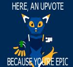  ambiguous_gender anthro arrow e621 english_text esix felid gesture hi_res looking_at_viewer mammal mascot meme pointing pointing_at_viewer reaction_image redcrystal simple_background solo text upvote 