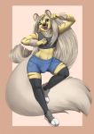  2020 anthro clothed clothing digital_media_(artwork) female hi_res hyaenid looking_at_viewer mammal open_mouth shadify smile solo striped_hyena teeth tongue 