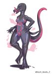  2020 absurd_res anthro breasts female genitals goo_transformation heartbeats hi_res living_latex long_tongue nintendo pok&eacute;mon pok&eacute;mon_(species) pussy salazzle simple_background solo standing tongue tongue_out transformation video_games white_background wide_hips 