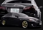  3books absurdres black_background car close-up commentary ground_vehicle highres lexus lexus_is350 license_plate logo motor_vehicle multiple_views no_humans original vehicle_focus 