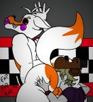  anal artemthehalf balls canid canine five_nights_at_freddy&#039;s five_nights_at_freddy&#039;s_world fox genitals gynomorph intersex lolbit_(fnaf) male mammal onomatopoeia oral rimming sex sound_effects text video_games 