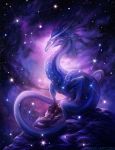  2020 ambiguous_gender detailed_background digital_media_(artwork) dragon feral isvoc night outside scales sky solo star starry_sky white_body white_scales wingless_dragon 