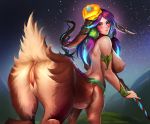  anus badcompzero big_breasts blue_eyes breasts brown_hair butt cervid cervid_taur female fluffy fluffy_tail genitals hair hi_res humanoid_taur league_of_legends lillia_(lol) looking_at_viewer looking_back mammal mammal_taur nipples presenting presenting_hindquarters presenting_pussy purple_hair pussy riot_games solo taur video_games 