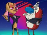  4:3 aafox196 anthro canid canine canis chihuahua clothed clothing detailed_background digital_media_(artwork) domestic_cat domestic_dog duo elegant felid feline felis fur hi_res male male/male mammal necktie nickelodeon ren_and_stimpy ren_h&ouml;ek smile stimpy_j._cat suit toy_dog 
