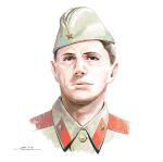  1boy brown_eyes brown_hair collared_jacket hat horikou looking_at_viewer male_focus military military_hat military_jacket military_uniform portrait real_life realistic simple_background solo soviet soviet_army uniform white_background 