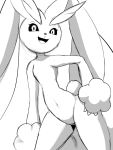  2020 3:4 ambiguous_gender anthro big_ears biped black_and_white digital_media_(artwork) front_view lagomorph long_ears looking_at_viewer lopunny mammal monochrome nintendo nude open_mouth open_smile pok&eacute;mon pok&eacute;mon_(species) portrait pose simple_background smile solo standing three-quarter_portrait video_games white_background winick-lim 