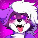  &lt;3 &lt;3_eyes 1:1 ahegao ambiguous_gender animated anthro blush bodily_fluids drooling fur girly hypnosis looking_pleasured loop mammal mind_control moan multicolored_body multicolored_fur neck_tuft neve_(naneve) open_mouth procyonid purple_body purple_fur raccoon rindeadsong saliva short_playtime solo sweat tuft white_body white_fur 