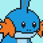  2020 ambiguous_gender amphibian black_eyes blue_background blue_body blue_countershading countershade_torso countershading digital_media_(artwork) feral fin head_fin mudkip nintendo pixel_(artwork) pok&eacute;mon pok&eacute;mon_(species) simple_background solo video_games x-4 