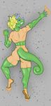  9:18.5 ambiguous_gender angry anthro athletic blonde_hair chameleon climbing clothing curled_tail exercise female hair hi_res horn lewdguy lizard muscular reptile rock_climbing scalie solo spandex struggling tight_clothing workout 