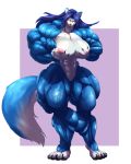 abs anthro big_breasts blue_body breasts canid canine canis cat771115 female genitals hi_res holding_breast hopey mammal muscular muscular_female nipples nude pussy solo wolf 