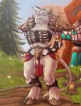  absurd_res anthro armor big_breasts blizzard_entertainment bone bovid bovine breasts clothed clothing digitigrade female fur hi_res hooves huge_breasts humanoid lips mammal purplepardus skimpy snout solo solo_focus tail_tuft tauren thick_thighs tuft video_games warcraft white_body white_fur wide_hips 
