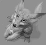  2020 animal_genitalia anthro blizzard_entertainment canid canine digital_media_(artwork) fox genitals greyscale kneeling looking_at_viewer male mammal monochrome penis penis_tip sheath solo tealtentacles_(artist) tongue tongue_out video_games vulpera warcraft 