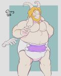  abstract_background anthro asgore_dreemurr beard blonde_hair blush boss_monster bovid caprine diaper extry eyes_closed facial_hair ghost_hands hair hi_res horn long_ears male mammal signature solo topless_male undertale video_games 