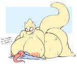  2018 alphys angstrom anthro areola belly big_belly big_breasts big_butt blush bodily_fluids breasts butt dialogue digital_media_(artwork) drooling duo english_text eyewear female female/female fish glasses hair huge_breasts huge_butt huge_thighs hyper hyper_belly hyper_breasts larger_female looking_down marine nipples non-mammal_breasts obese obese_female overweight overweight_female reptile saliva scalie simple_background size_difference smaller_female smile sweat sweatdrop text thick_tail thick_thighs undertale undyne video_games 