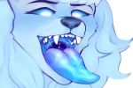  2019 alolan_ninetales ambiguous_form blue_body blue_eyebrows blue_eyelashes blue_fur blue_hair blue_mouth blue_nose blue_sclera blue_tongue blue_tuft bodily_fluids canid canine cheek_tuft colored digital_media_(artwork) drooling eyebrows facial_tuft fan_character fangs female female_(lore) fur hair headshot_portrait looking_down lucia_(emu34b) mammal monotone_body monotone_fur monotone_hair mouth_shot narrowed_eyes nintendo no_pupils open_mouth palate peachlee pok&eacute;mon pok&eacute;mon_(species) portrait regional_form_(pok&eacute;mon) saliva saliva_on_tongue saliva_string shaded simple_background snout solo teeth three-quarter_view throat tongue tongue_out tuft uvula video_games white_background white_eyes 