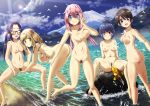  5girls absurdres ass beach bird blonde_hair blue_eyes blue_hair blush bouncing_breasts breasts brown_hair closed_eyes cloud commentary_request eyebrows fang feet fingering fish flying forehead forest glasses green_eyes hair_bobbles hair_bun hair_ornament hanging_breasts highres hotohori_rushia huge_filesize inuyama_aoi kagamihara_nadeshiko lake large_breasts lens_flare long_hair looking_at_viewer medium_breasts moaning mountain multiple_girls nature navel nipples nude oogaki_chiaki open_mouth outdoors pink_hair pubic_hair purple_eyes purple_hair pussy saitou_ena sand shima_rin sitting_on_rock skin_fang skinny_dipping sky smile spread_legs sunlight tree twintails unaligned_breasts v water yuri yurucamp 