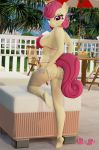 3d_(artwork) absurd_res anthro anthrofied big_breasts bikini_thong breasts butt_pose digital_media_(artwork) equid equine female friendship_is_magic hi_res holding_butt hunterz263 mammal mature_female mrs._shy_(mlp) my_little_pony nipple_outline outside pose solo umbrella 