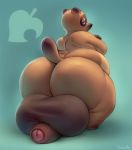  2020 animal_crossing anthro balls big_balls big_butt blue_eyes butt canid canine genitals half-closed_eyes hi_res huge_balls humanoid_genitalia humanoid_penis hyper hyper_balls hyper_genitalia looking_at_viewer male mammal narrowed_eyes nintendo nude overweight overweight_anthro overweight_male penis raccoon_dog solo tanuki tom_nook_(animal_crossing) uncut video_games yumelle 