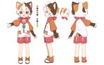  1boy animal_ears blush brown_hair cat_boy cat_ears cat_tail character_sheet highres long_sleeves multicolored_hair nipeira official_art orange_hair original paw_boots scarf shorts sleeves_past_wrists solo tail tatamaru_(vtuber) virtual_youtuber white_hair 