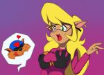  &lt;3 anthro billboi blonde_hair breast_grab breasts callie_briggs cute_fangs disembodied_hand domestic_cat duo eyewear felid feline felis female glasses green_eyes hair hand_on_breast hanna-barbera jake_clawson male mammal swat_kats tongue tongue_out 