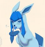  ? ambiguous_gender blue_body blue_eyes blue_fur blue_nose blush brown_hair clothed clothing duo eeveelution eyelashes fan_character female_(lore) feral fur glaceon hair hand_lick hi_res human icelyn_(emu34b) larger_feral legwear licking macro male mammal micro micro_on_macro nintendo pok&eacute;mon pok&eacute;mon_(species) simple_background size_difference smaller_human smaller_male socks standing_in_paw tongue tongue_out unlivingbeast video_games 