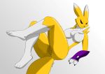  anonymous_artist anthro big_breasts breasts butt canid canine diamonsion digimon digimon_(species) female fox fur genitals hair hi_res looking_at_viewer mammal nipples nude pussy renamon simple_background smile solo 