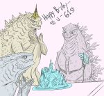  birthday birthday_cake cake claws fan_character fangs female food godzilla godzilla_(series) group humanoid kaiju male open_mouth reptile scalie simple_background smile spikes toho turtle vipery-07 