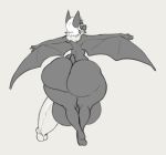  2019 angstrom anthro balls big_balls big_butt big_penis biped butt chiropteran digital_media_(artwork) erection genitals girly grey_background hair hi_res huge_balls huge_butt huge_penis hyper hyper_balls hyper_genitalia hyper_penis male mammal membrane_(anatomy) membranous_wings nude penis rear_view simple_background solo thick_thighs white_hair wide_hips wings 