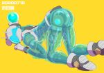  1girl android ass kyoutasab mecha mechanical_parts no_humans original robot see-through simple_background slime top-down_bottom-up 