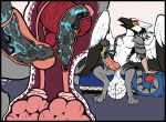  absurd_res anthro avian ball_bulge balls bed big_balls bladder blue_cum bodily_fluids caedis_animus cock_vore colored_cum creature_inside cum cutaway digital_drawing_(artwork) digital_media_(artwork) furniture genital_fluids genitals gryphon hi_res infestation insect_legs inside_balls internal living_insertion looking_pleasured male monster mythological_avian mythology open_mouth penile penis prostate qwaxi~lixard solo unusual_cum urethra_worm urethral urethral_bulge vore worm 