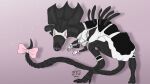 4_arms accessory alien alien_(franchise) black_body bow_accessory bow_ribbon clothing digitigrade exoskeleton eyeless fake_ears fake_ears_hairband female furgonomics hi_res maid_uniform multi_arm multi_limb ribbons sharp_teeth solo tail tail_accessory tail_bow tail_ribbon tail_spines teeth uniform xenomorph xenomorph_queen zhekathewolf