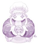  bald chef_hat facepaint final_fantasy final_fantasy_ix frog hat highres holding_frog long_sleeves looking_at_viewer mateus_upd monochrome quina_quen tongue tongue_out very_long_ears 