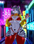  absurd_res anthro breasts bright_colors clothing commission_art costume digital_media_(artwork) fan_character felid female hair hi_res looking_at_viewer mammal pantherine sketchy smile solo thepinkfury tiger town ych_result 