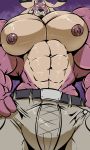  2017 3:5 anthro behemoth_(ff) belt big_bulge big_muscles bobert bottomwear bulge clothed clothing eyewear fangs final_fantasy generalarma glasses grin hand_in_pocket hi_res huge_muscles hyper hyper_muscles looking_at_viewer male muscular muscular_anthro muscular_male nipples pants pockets smile solo square_enix topless video_games 