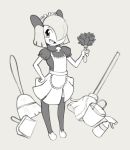  2019 5_fingers angstrom anthro biped broom bucket clothed clothing collar digital_media_(artwork) dress feather_duster fingers grey_background hi_res kirlia kurly maid_uniform male nintendo pok&eacute;mon pok&eacute;mon_(species) simple_background solo standing uniform video_games 