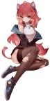  2020 animal_humanoid arknights blush clothing female footwear gravel_(arknights) hi_res humanoid legwear looking_at_viewer mammal mammal_humanoid red_eyes rodent rodent_humanoid shoes simple_background solo stockings timwhale torn_clothing torn_legwear torn_stockings white_background 