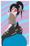  :o absurd_res anthro big_ears black_hair bottomwear breasts brown_body brown_fur butt claws clothing cute_eyes cute_face exercise exercise_ball exercise_clothing female fur hair hi_res humanoid lotus_(seuchenkater) mammal markings neck_tuft open_mouth pants puffel purple_eyes rear_view seuchenkater shirt side_boob skinny small_breasts solo sport teeth topwear torn_bottomwear torn_clothing torn_pants tuft yoga yoga_pants 