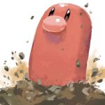  commentary_request diglett flying gen_1_pokemon looking_up mikami no_humans pokemon pokemon_(creature) rock shiny shiny_skin solo white_background 