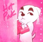  album_cover animal_crossing anthro armwear black_nose canid canine canis clothing cover domestic_dog erinnlucass hi_res hot_pink k.k._slider k.k._slider_album_redraw looking_at_viewer male mammal meme nintendo parody solo video_games white_body 