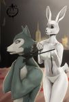  2020 anthro anthro_on_anthro artslaughter asphyxiation bdsm beastars bra canid canine canis choking clothed clothing domestic_rabbit domination dominatrix duo female female_domination fur grey_body grey_fur haru_(beastars) hi_res interspecies lagomorph legoshi_(beastars) leporid male male/female mammal oryctolagus panties predator/prey rabbit submissive submissive_male underwear white_body white_fur wolf 