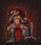  amulet anthro arhan chair clothing digit_ring dragon feet furniture gem hi_res jewelry loincloth male necklace paws ring solo thejoyfuldragon throne toe_ring 